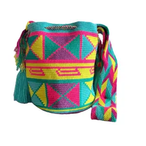 Wayuu Crochet Bag - Luxury Handmade Shoulder Purse in Vibrant Cotton Thread for Personal Use