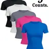 Women's Solid Color Round-Neck Sports T-Shirt, High-Elasticity Comfortable Breathable Fabric, Moisture-Wicking Slim-Fit Casual Short-Sleeve Active Top, Fitness Athletic Wear, Dry Fit Shirts, Stretchy Workout Top