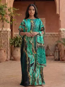 Elegant Spring Summer Women's Thin Lightweight Loose Fit Printed Robe Set, Soft Comfortable Shawl Scarf, Beach Sun Protection Satin Silk Scarf