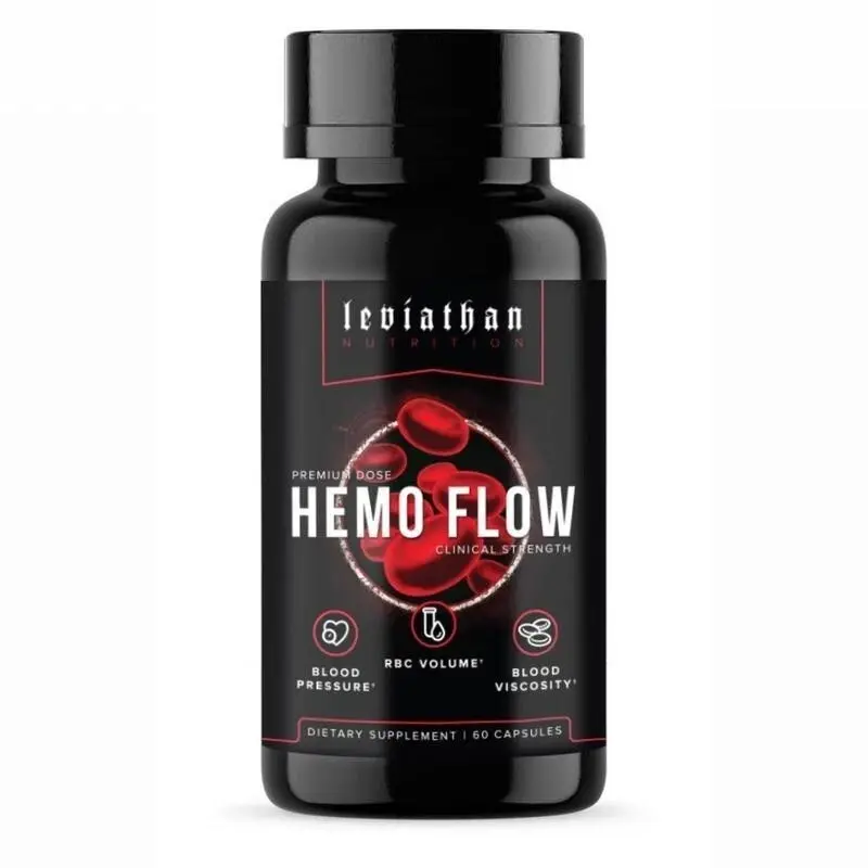 1-3 Pack Leviathan Nutrition Edible Hemo Flow Dietary Healthcare Capsules with Nattokinase, VasoDrive-AP, Vitamin C, DHQ, Black Pepper Extract - Prop 65 Safe