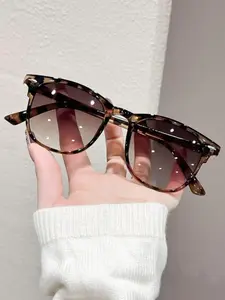 Fashion Retro Leopard Print Oval Decorative Glasses, Stylish Glasses for Beach Vacation, Unisex Styles for Daily Shopping & Selfies, Perfect Gift Choice