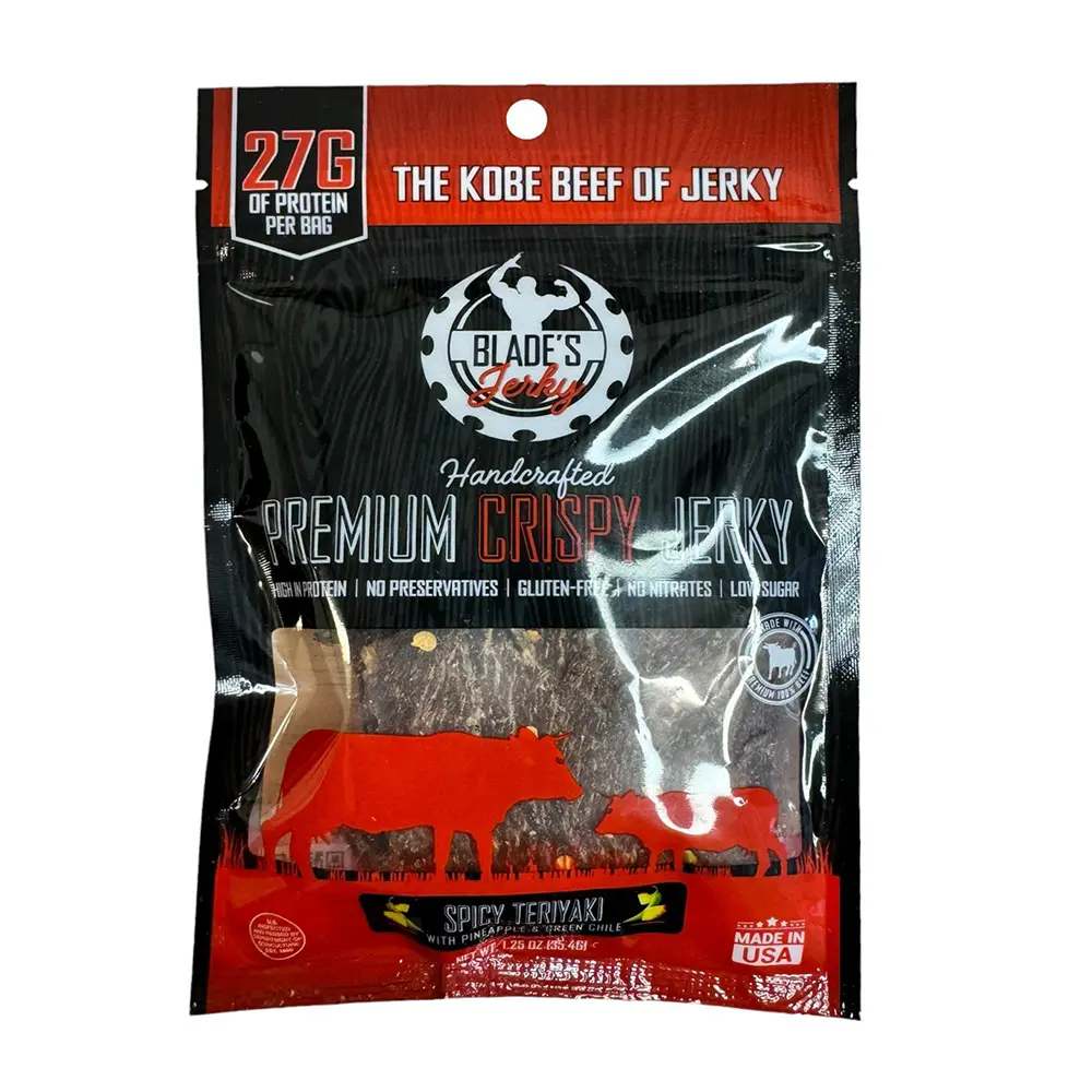 Spicy Teriyaki - Blade's Jerky Crispy Beef Jerky Snack - Net Wt. 1.25oz