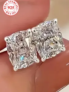 Elegant S925 Silver Earrings, Stud Earrings Jewelry, Square Studs, Simple Fashion Design, Perfect Gift Box Included, Ideal for Friends, High Quality Earrings