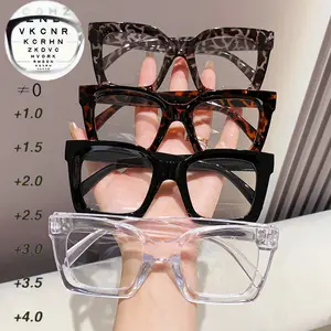 4 Pack Reading Eyeglasses, Unisex PC Frame, Simple Daily Use, Square Lens, Ideal for Work & Home Decor, Students & Elderly