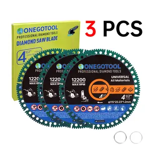 ONEGOTOOL 4-1/2 inch Indestructible Cutting Discs for Angle Grinder 7/8" Blades Cut Off Wheels Diamond Tool Metal rebar Porcelain Tile Granite Marble Smooth Cutter (3pcs)