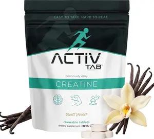 ActivTab Creatine Chews for Women & Men | 5g Creatine Monohydrate | Sweet Vanilla | No Shaker Needed | Lean Muscle, Energy & Focus Support | No Sugar | Third=party Tested Dietary Supplement
