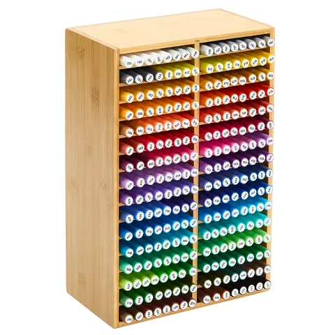 MEEDEN Bamboo Horizontal Stationary Organizer Holder - 32 Compartments, Premium Organizer, Multifunctional Stationery, Natural Look, Warp-Resistant, Smooth Finish, Ready-to-Use Office Work Accessories, Holds 224 Pens, Alcohol Markers & Pencils