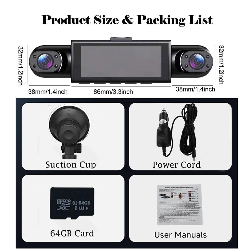 Full View Car Dashcam System, 360° 4 Channel Dash Cam with Front Rear Left Right Camera, 4K Recording, Night Vision, 64GB SD Card, G-Sensor, Loop Recording & Crash Lock Full View Car Dashcam System, 360° 4 Channel Dash Cam with Front Rear Left Right Camera, 4K Recording, Night Vision, 64GB SD Card, G-Sensor, Loop Recording & Crash Lock