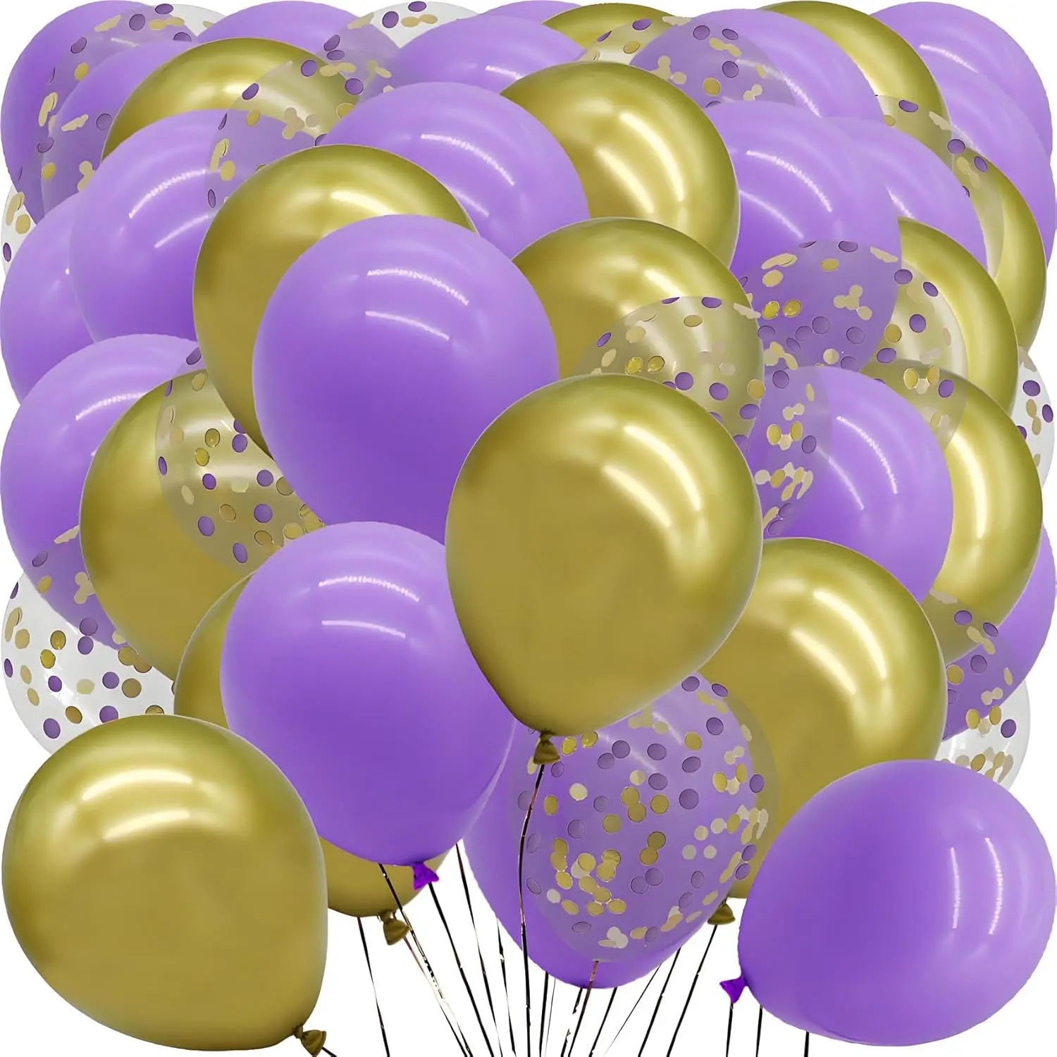 Purple  Balloons with Confetti Balloons 12 inch Latex Balloons 80 count for Wedding Birthday  Shower Patriotic Themed Party Decorations