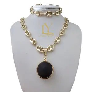 LaYaiBoutique #1467 Cadena con Dije Ojo de Buey oro Laminado 14k ALTA CALIDAD