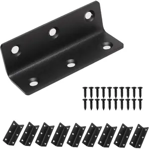 L Bracket, Heavy Duty Corner Brace, 10 Pack 3.2" Metal Shelf Bracket Angle Bracket for Shelves, Black Metal Braces for Wood, 80mm Overall Length