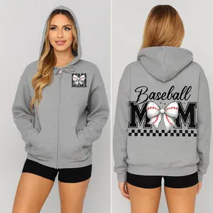Basbeball Mama Zip Hoodie on Sport Grey