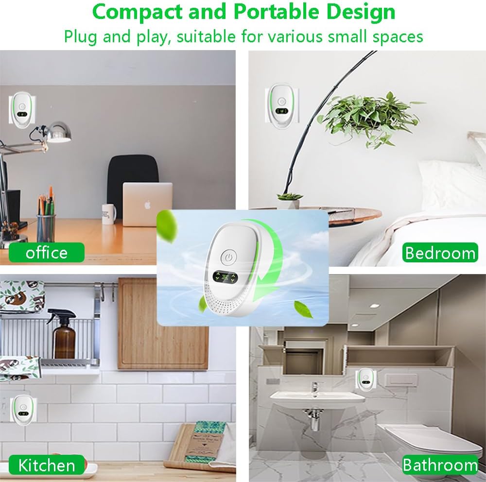 2PCS Plug-in Home Air Purifier — Portable Negative Ion Air Purifier with Silent Operation, Suitable for Bedrooms, Offices, Kitchens, and Bathrooms.