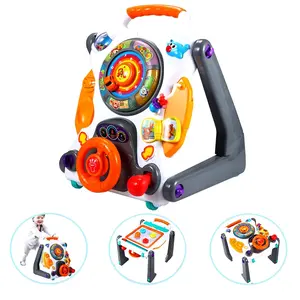 3-in-1 sit-to-Stand Baby Walker, an All in 1 Learning Walker, Entertainment Table, Drawing Board  Infant Development (White/Gray)