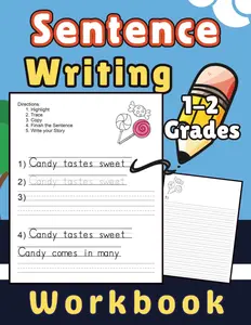 Sentence Writing Workbook: Handwriting practice skills for kids 5-7, with sight words, grades 1-2, Read and Write