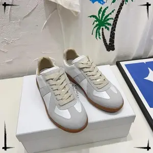 Vintage Genuine Leather Men's and Women's White Sneakers Soft Leather Couple's Forrest Gump Training Board Shoes
