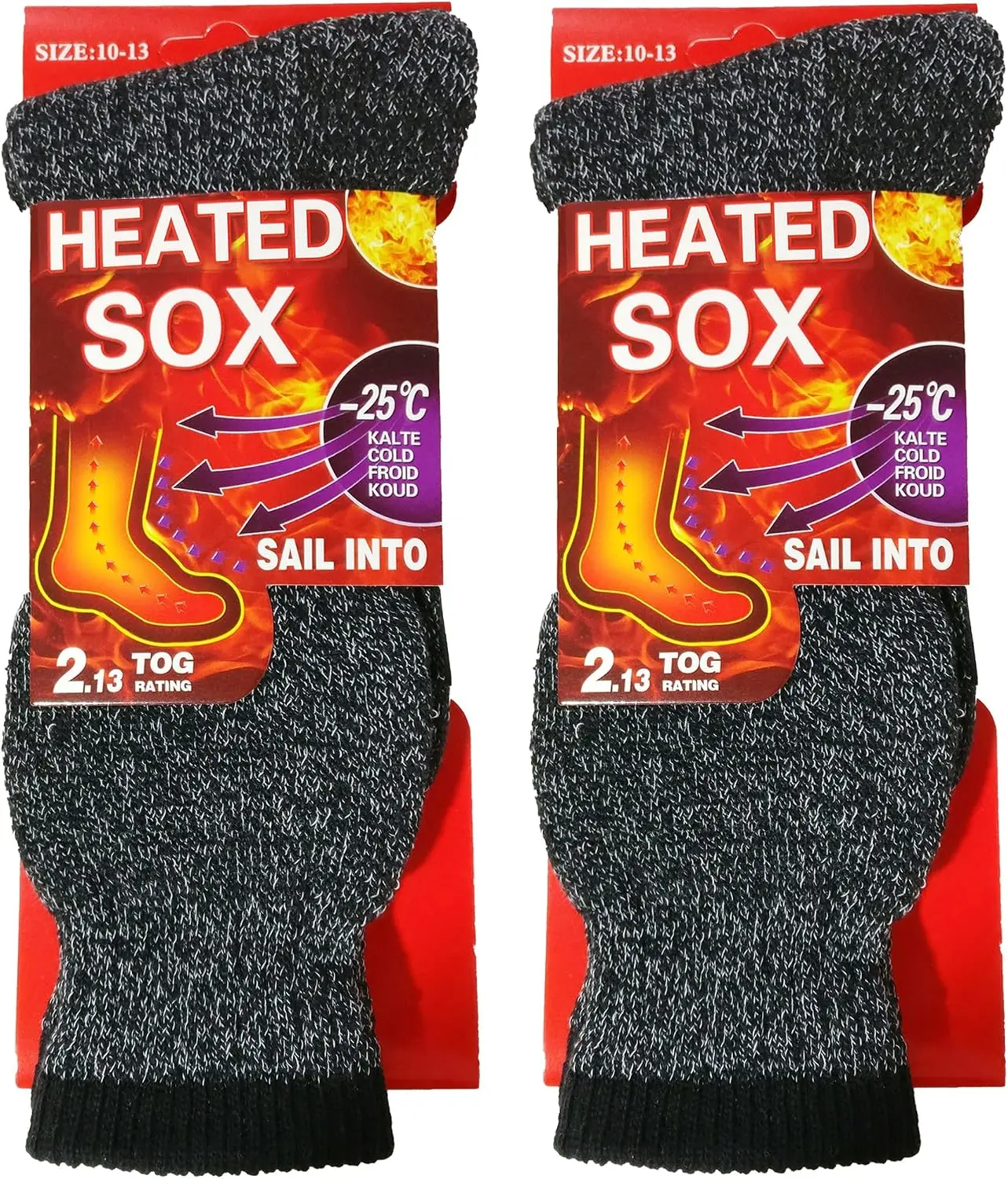 USBingoshop 2 Pairs Menswear Winter Heat Thermal Socks, Extra Thick Insulated Warmer Boot Socks for Extreme Cold, Soft Acrylic Yarn Heavy Duty Crew Compression Socks for Men (Size 10-13)