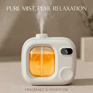New Mini Humidifier & Essential Oil Diffuser, White Aroma Mist Maker with LED Display, Small Portable Aromatherapy Machine for Home, Bedroom, Office ect.– Pure Relaxation & Hydration,Perfect Gift for Relaxation