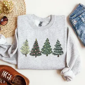Christmas Trees, Winter, Snow, Santa Sweatshirt, Women's Crew Neck, Crewneck