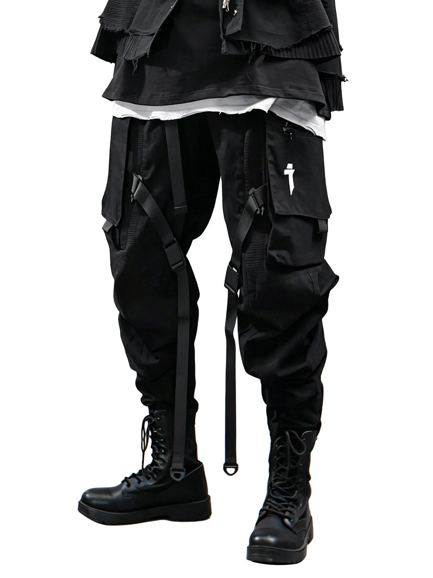 Niepce Men Techwear Streetwear Cargo Pants with Adjustable Straps