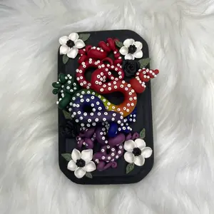 Rainbow bold polymer clay wall art plaque