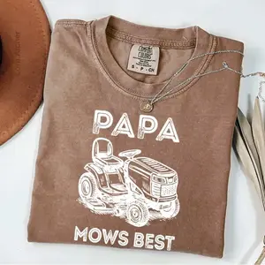Comfort Colors Papa Mows Best T-Shirt, Funny Dad Shirt, Vintage Lawn Mower Graphic Tee, Fathers Day Gift for Dad, Lawn Care Lover Shirt, Casual Everyday Wear - AL