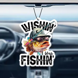 Fishing Themed Car Air Freshener Ornament, Car Rear-view Mirror Hanging Aromatherapy Tablet Decoration, Car Interior Decoration Accessories, Car Interior Diffusers