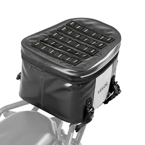 VEVOR Motorcycle Tail Bag, 28 L Motorcycle Rear Seat Bag with Waterproof Fabric, Outdoor Sports Motorbike Luggage Storage Trunk Handbag with Pocket & Adjustable Buckle, Universal Fit Rear Racks, Black