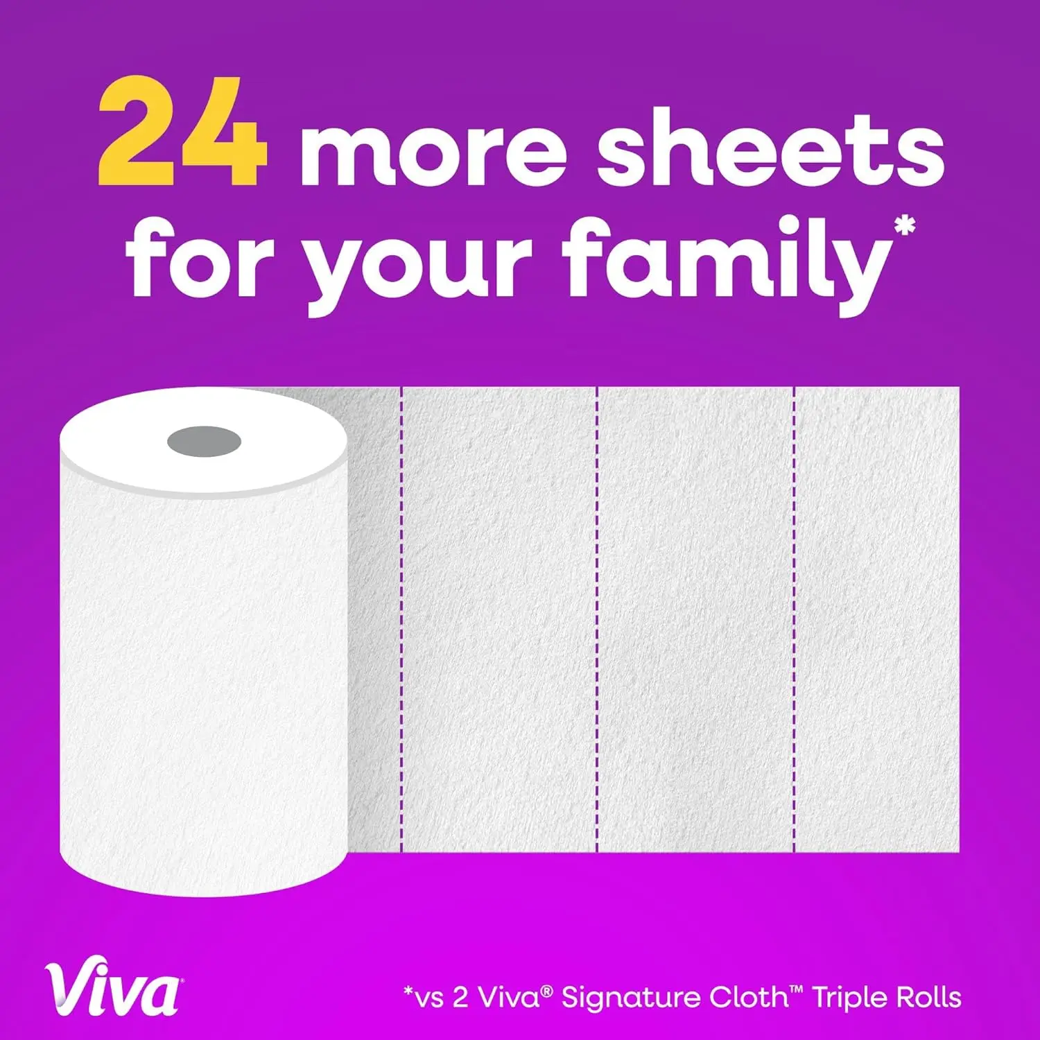 Viva Signature Disposable Cleaning Cloth Paper Towels, 3 Double Rolls, 86 Sheets per Roll