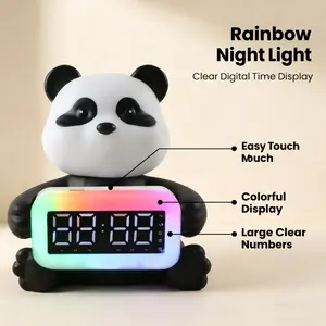 Bear-Shaped Bluetooth Speaker for Desktop, Living Room and Kids’ Room, 2.0 Channel Stereo Speaker for Phone and Computer, Built-in Alarm Clock and Time Display, Dynamic Lighting Strip with Sync Effect, Stylish Black Design Button Device Remote