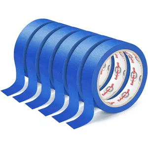 6 Rolls Blue Painters Tape Premium Masking Tape for Multi-Purpose Painting DIY Crafts, Easy Removal Protects Surfaces, Total 132 Yds (0.94-Inch x 22-Yard)