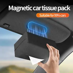 Multi-Functional Car Sunshade Magnetic Napkin Holder, Universal Car Seat Back Napkin Pack, Luxury Ultra-Fine Leather Car Storage Organizer, Car Organizers