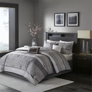 212 MAIN King Size Bed 7-Piece Jacquard Woven Stripes Comforter Set - Multi-Color Reptile & Amphibian Habitat Decoration for a Fresh Look, Seven Pieces