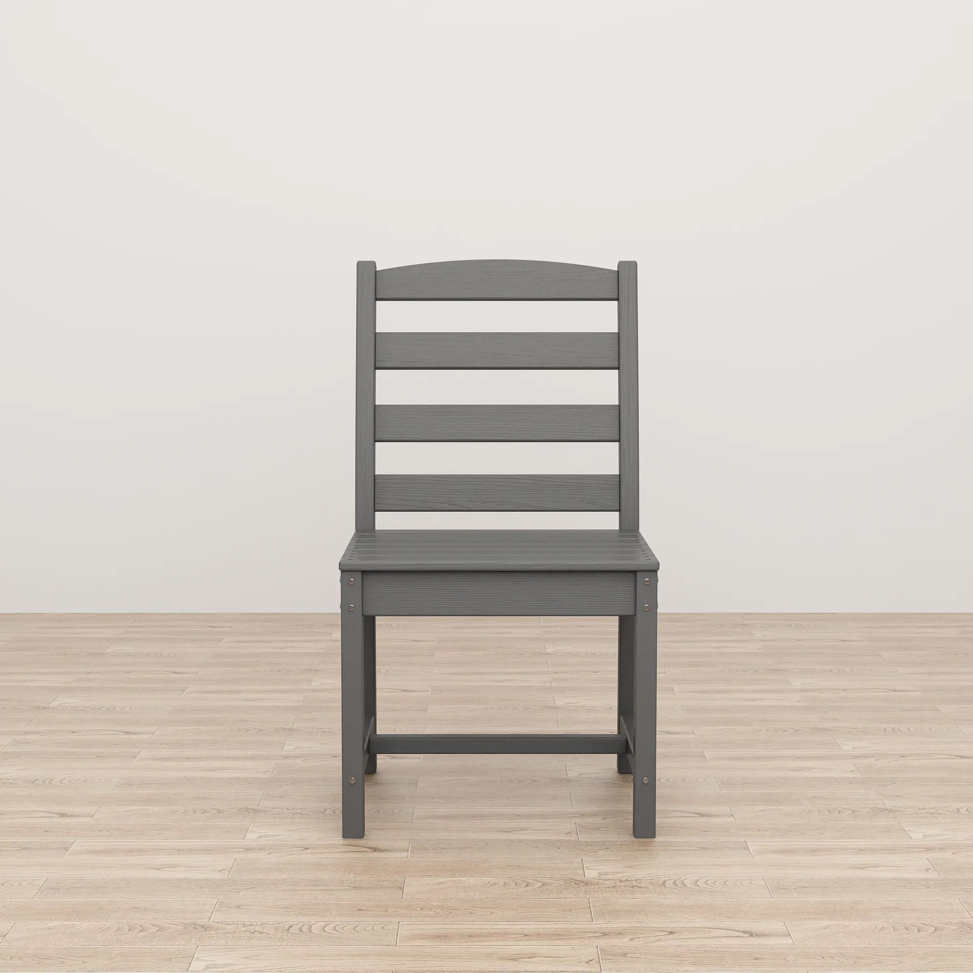 FUFU&GAGA HDPE Outdoor Dining Chair, Weather Resistant Slatted Patio Side Chair with 4-Slat Backrest, Heavy Duty 300 LBS Capacity All Weather Garden Backyard Dining Chair, Gray