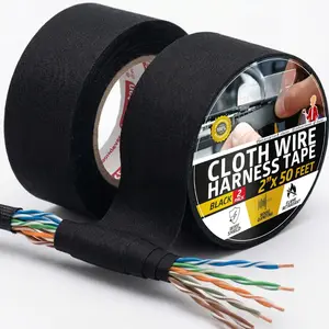 Wire Harness Tape, 2 Inches x 50  (2-Pack), High Temp Wiring Loom Harness, Self-Adhesive Felt Cloth Electrical Tape for Automotive Engines, Noise Dampening, and  Protection