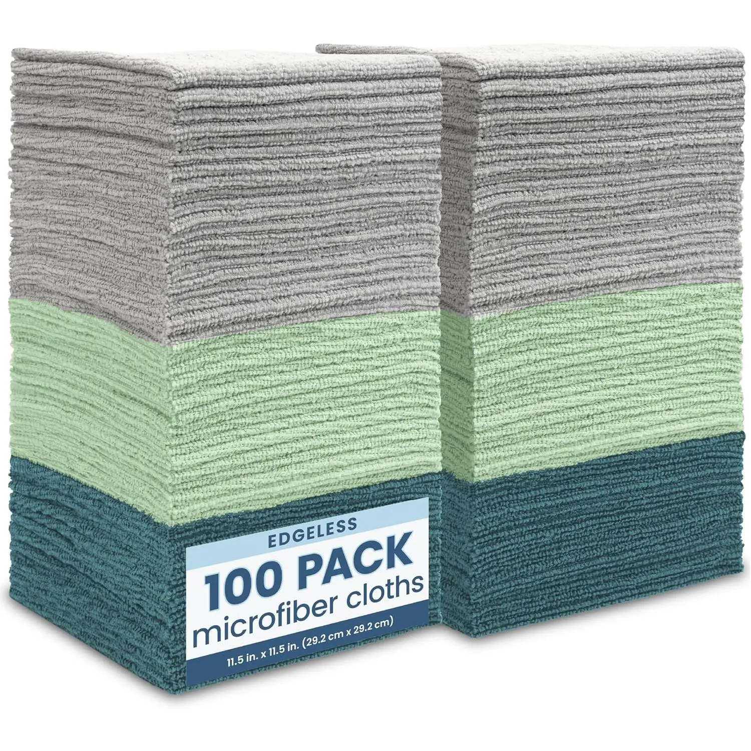 S&T INC. 100-Pack Edgeless Microfiber Cleaning Cloth Kit, Lint-Free Soft Absorbent Reusable Wipes for Home, Car Care, 11.5in x 11.5in, Assorted, Microfiber Soft Absorbent