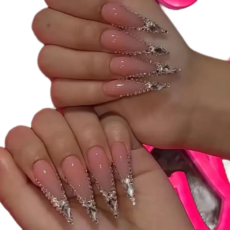 Rhinestone press on nails silver Rhinestone press on nails silver