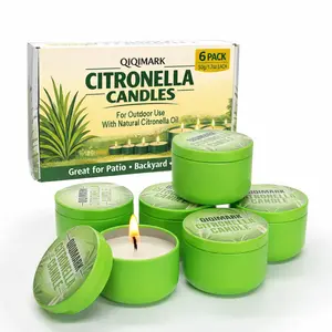 (6 Pack, 1.7 Oz Each) Citronella Candles Outdoor Set,Citronella Essential Oil Infused For Patio Camping PicnicBackyard Room, Burns 48 Hours Total