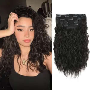 Paneway Hair Extensions,Clip in Hair Extensions Short Chocolate Brown Curly Hair Extensions with Upgrade Invisible Seamless Lace Weft 4PCS Synthetic Hair Extension