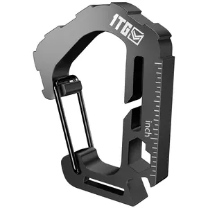 1TG Heavy Duty MOLLE Gear Clip, 304 Stainless Steel Metal Connector for 1" & 1.5" Webbing, 7-in-1 EDC Multi-Tool (Wrench, Ruler, Opener), Secure Attachment for Vests, Backpacks & Dog Leash