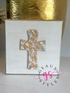 Texture hand painted cross canvas