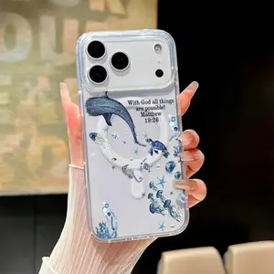 Deep-Sea Whale Bible Quotes Pattern  Phone Case for iPhone 15 Plus 17 16 Pro Max Air 14 13 12 11 Transparent Shockproof Soft Premium Stylish Durable Protection Case