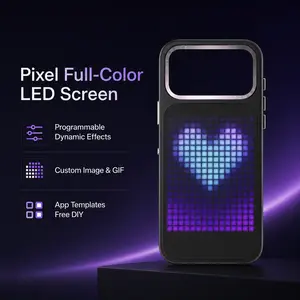 Stylish Bluetooth LED pixel phone case supporting programmable dynamic effects, compatible with iPhone 17/16/15