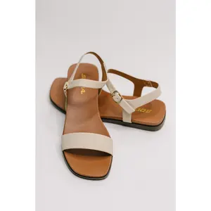 Riddle Ankle Strap Sandal in Beige
