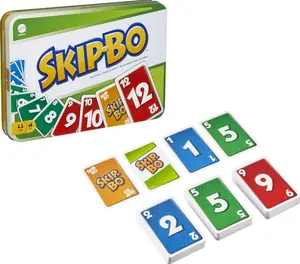 Mattel Games ​Skip Bo Card Game in Decorative Tin with 162 Cards, Sequencing Family Game for 2 to 6 Players, Kids Gift for Ages 7 Years & Older (Amazon Exclusive)