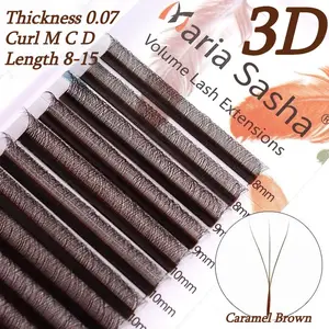 3D Caramel Color False Eyelashes for Women, Thickened 0.07mm, Boxed Extension Lashes, Perfect for Long-Lasting Wear