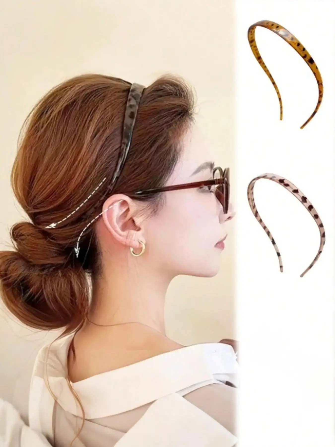 Women's Narrow Eyeglass Headbands, Classic French Style Hair Clips, Set of 2, All Season Fashion Accessories, Street Style Design