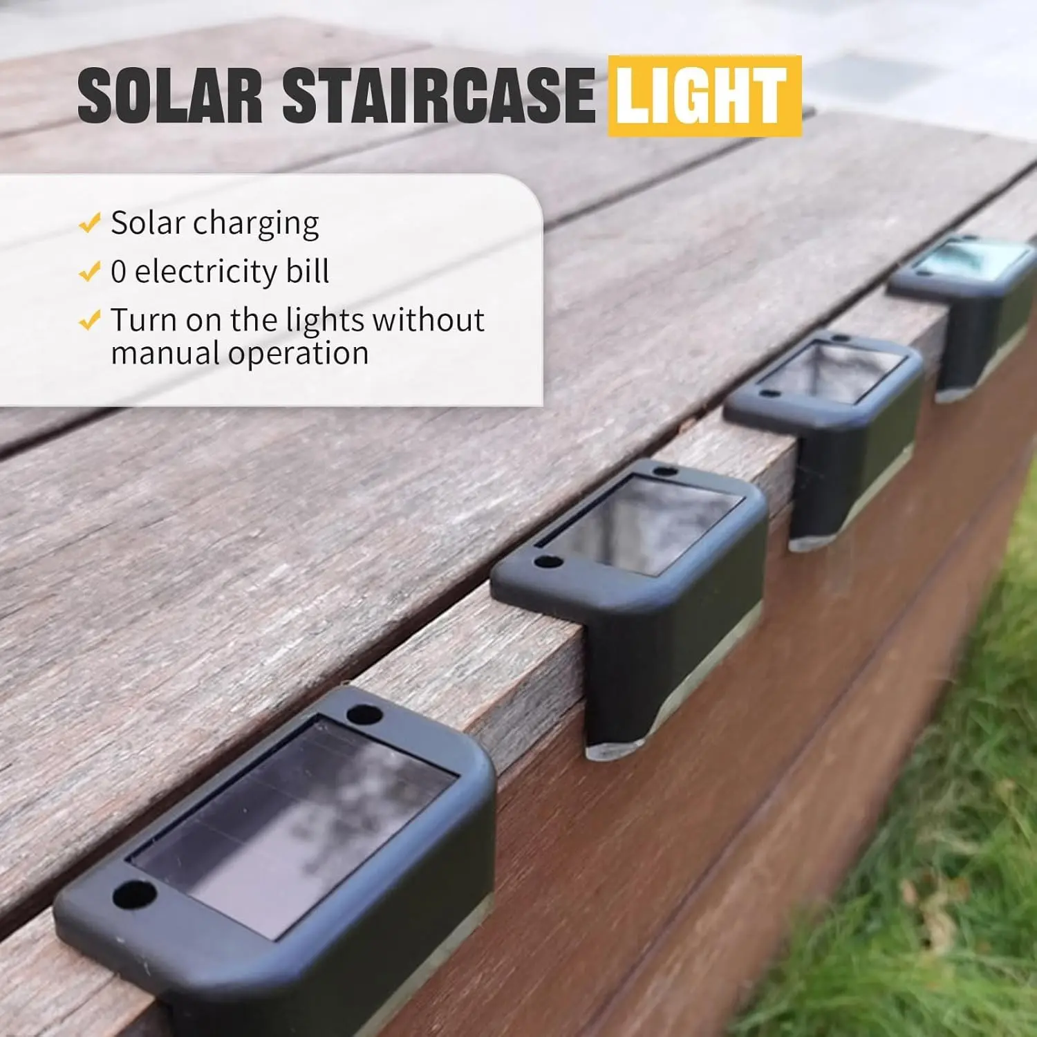 Solar Step Lights, Stair and Pathway Rail Light for Courtyard Garden, Landscape Lighting, Energy-Efficient Outdoor Lighting, Outdoor Step Lamps, Solar Led Lights, Decorative Solar Lights Outdoor, Solar Led Patio, Solar Illuminated
