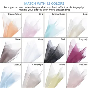 12 Color Organic Cloth Lens Hood Kit for Photography, Soft Diffusion Filter, Fabric for Camera Lighting Background