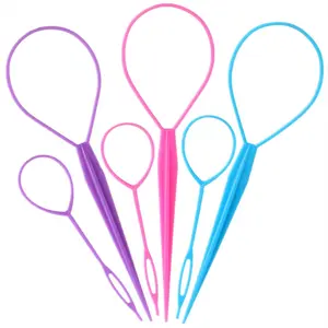 6pcs Topsy Tail and Hair Loop Styling Tool Set - Ponytail Makers, French Braid Loops in Large and Small, Hair Pull Through Tools